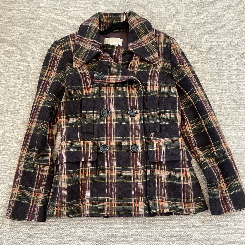Michael Kors Plaid Peacoat Wool sz Small